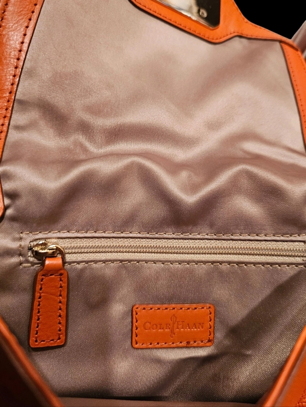 Cole Haan Persimmon/Orange Soft Smooth Leather Crossbody with Teddy Charm - Picture 4 of 6